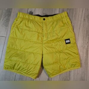 UGG Connor Quilted Puffer Shorts Neon Yellow Men’s XL Lightweight